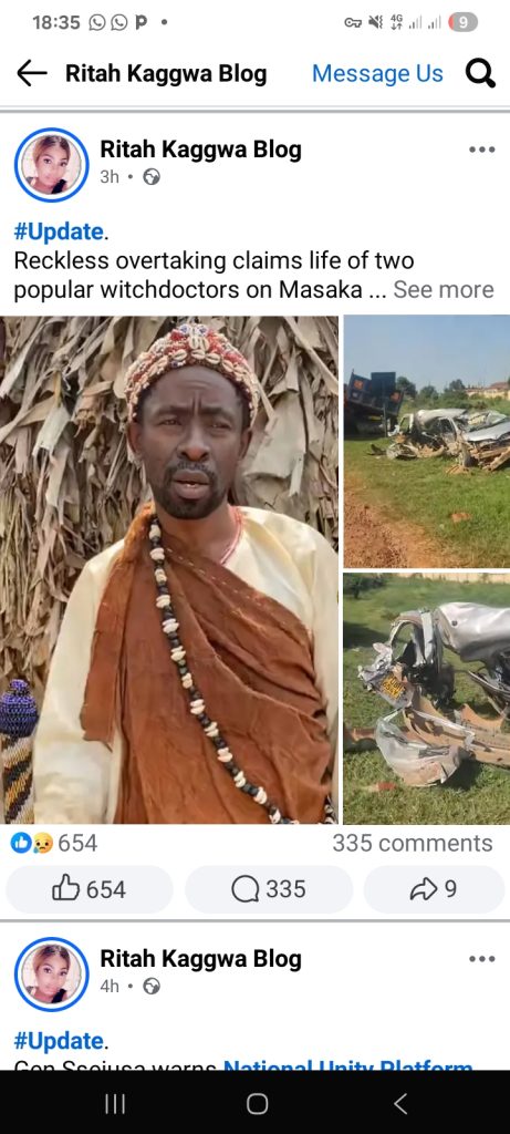 Tragedy Strikes! Two Renowned Ugandan Witchdoctors Killed in Masaka Road Collision